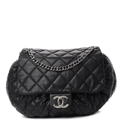Chanel Washed Lambskin Quilted Large Chain Around Messenger Black 1 of 13