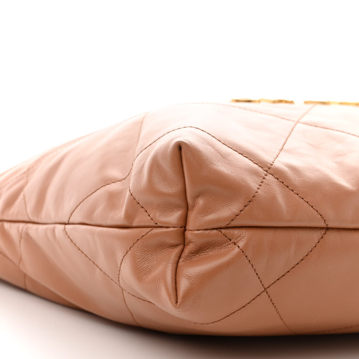 Shiny Calfskin Quilted Small Chanel 22 Beige