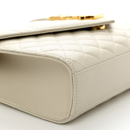 Saint Laurent Grain De Poudre Textured Mixed Matelasse Triquilt Medium Monogram Satchel Crema Soft 10 of 11