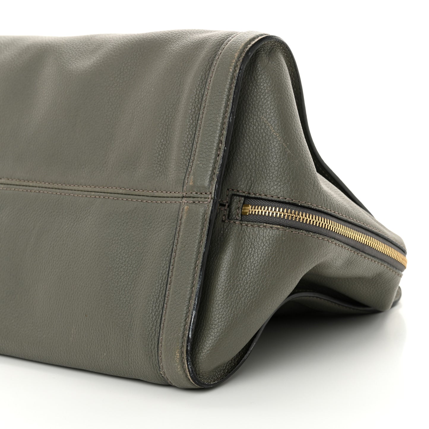 Pebbled Calfskin Large Skull Padlock Zip Around Tote Dark Grey