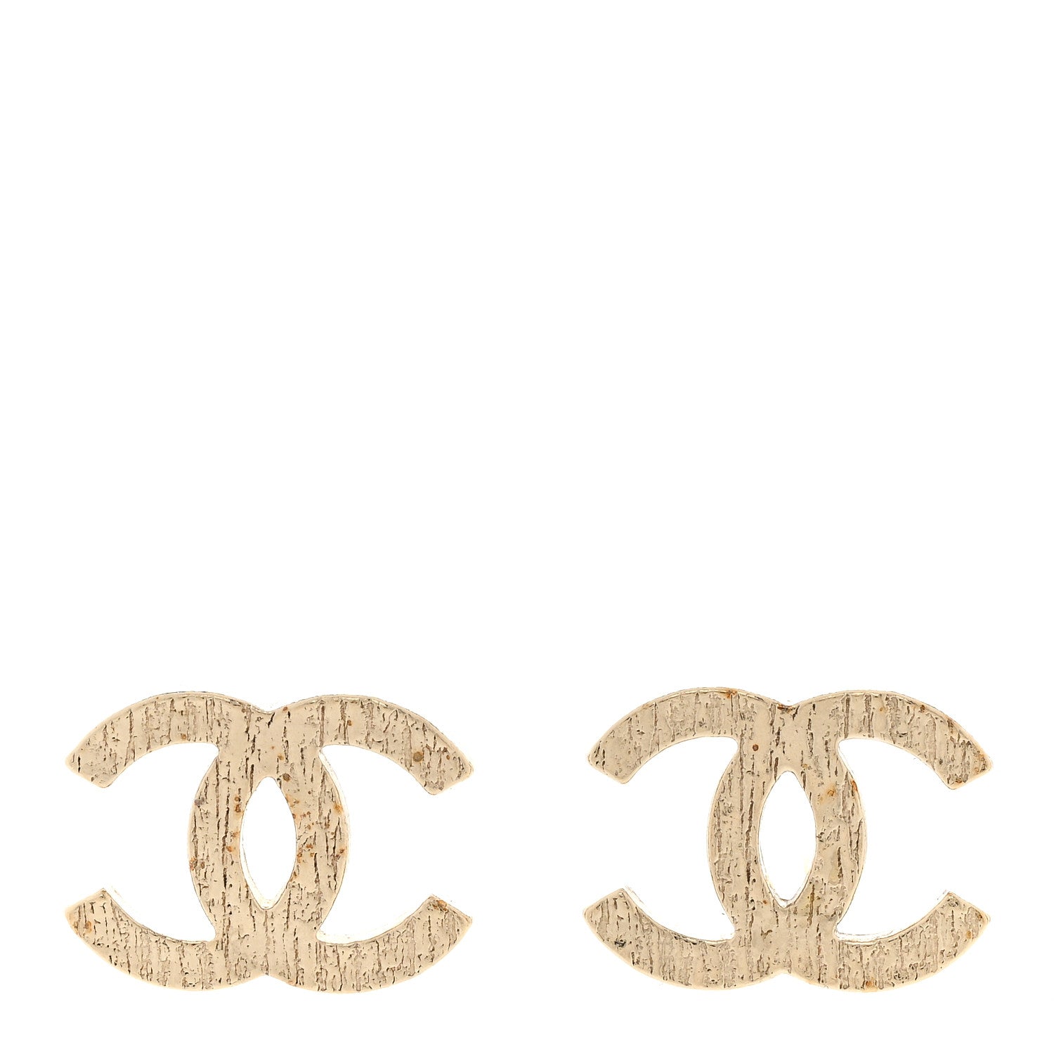 Chanel Metal Textured CC Earrings Gold 1 of 6