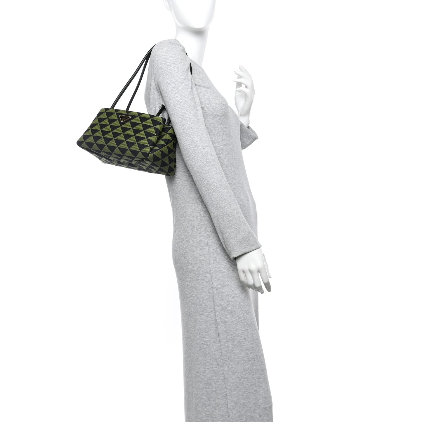 Jacquard Triangolo Symbole Embroidered Small Shoulder Bag Black Edera