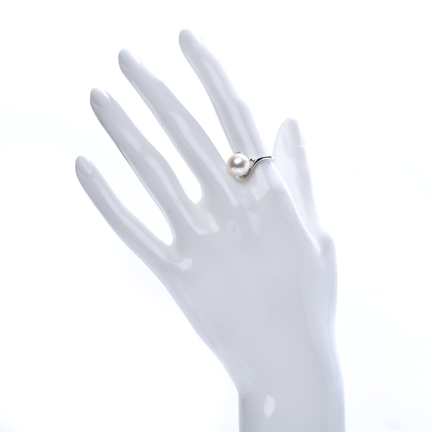 Mikimoto 14K White Gold Akoya Pearl 9.5mm Ring 53 6.5 2 of 5