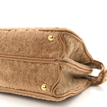 Fendi Curly Shearling Shiny Nappa Small Peekaboo I SEE U Satchel Camel 9 of 9