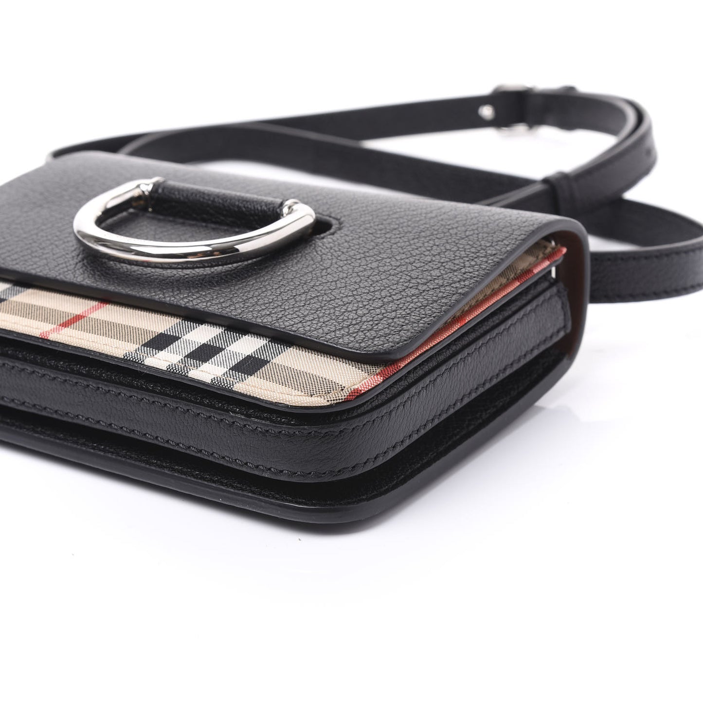 Goatskin Vintage Check Mini D-Ring Bag Black