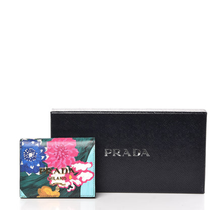 Prada Saffiano Floral Print Card Holder Multicolor 8 of 8
