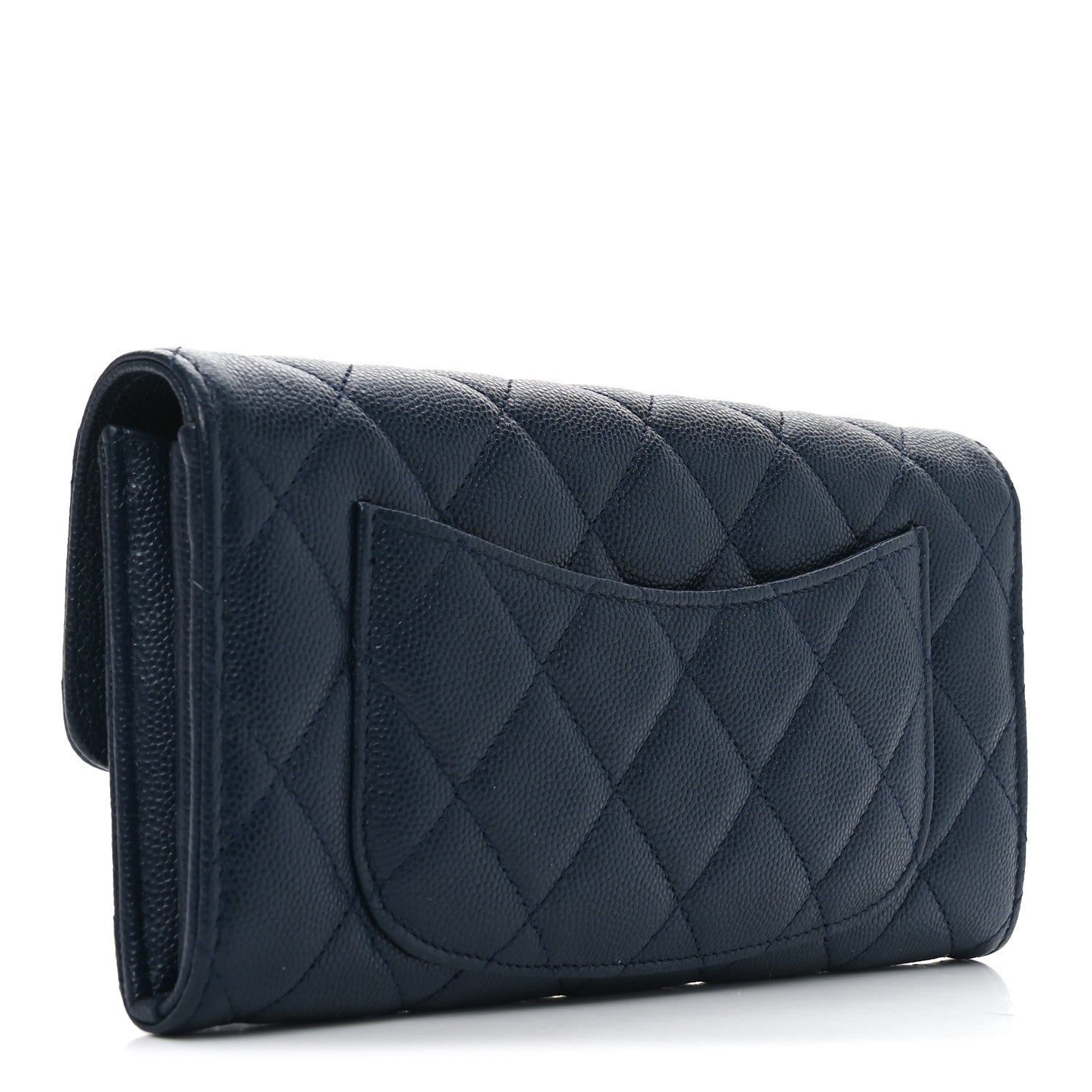 Chanel Caviar Quilted Large Gusset Flap Wallet Navy 3 of 8