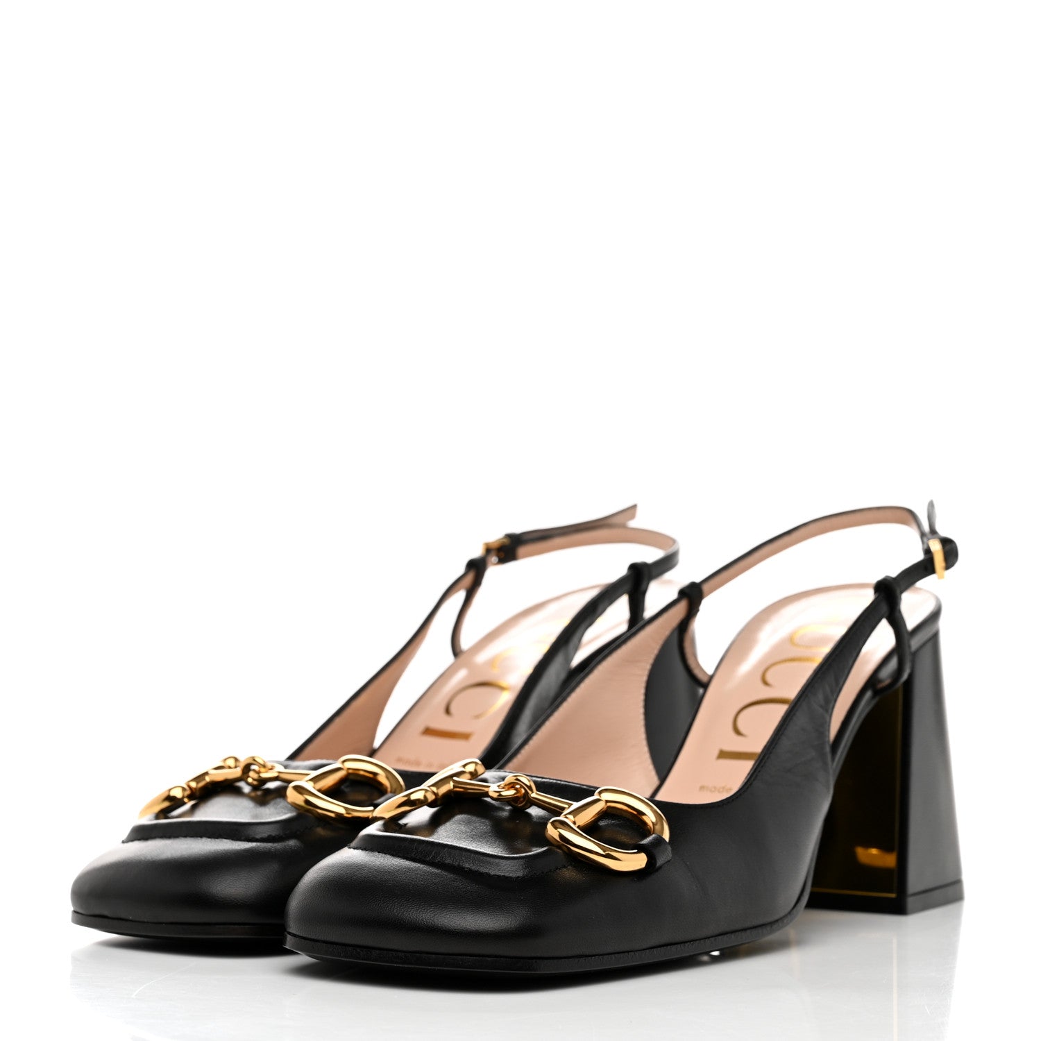 Gucci Malaga Kid Horsebit 75mm Slingback Pumps 41 Black 3 of 8