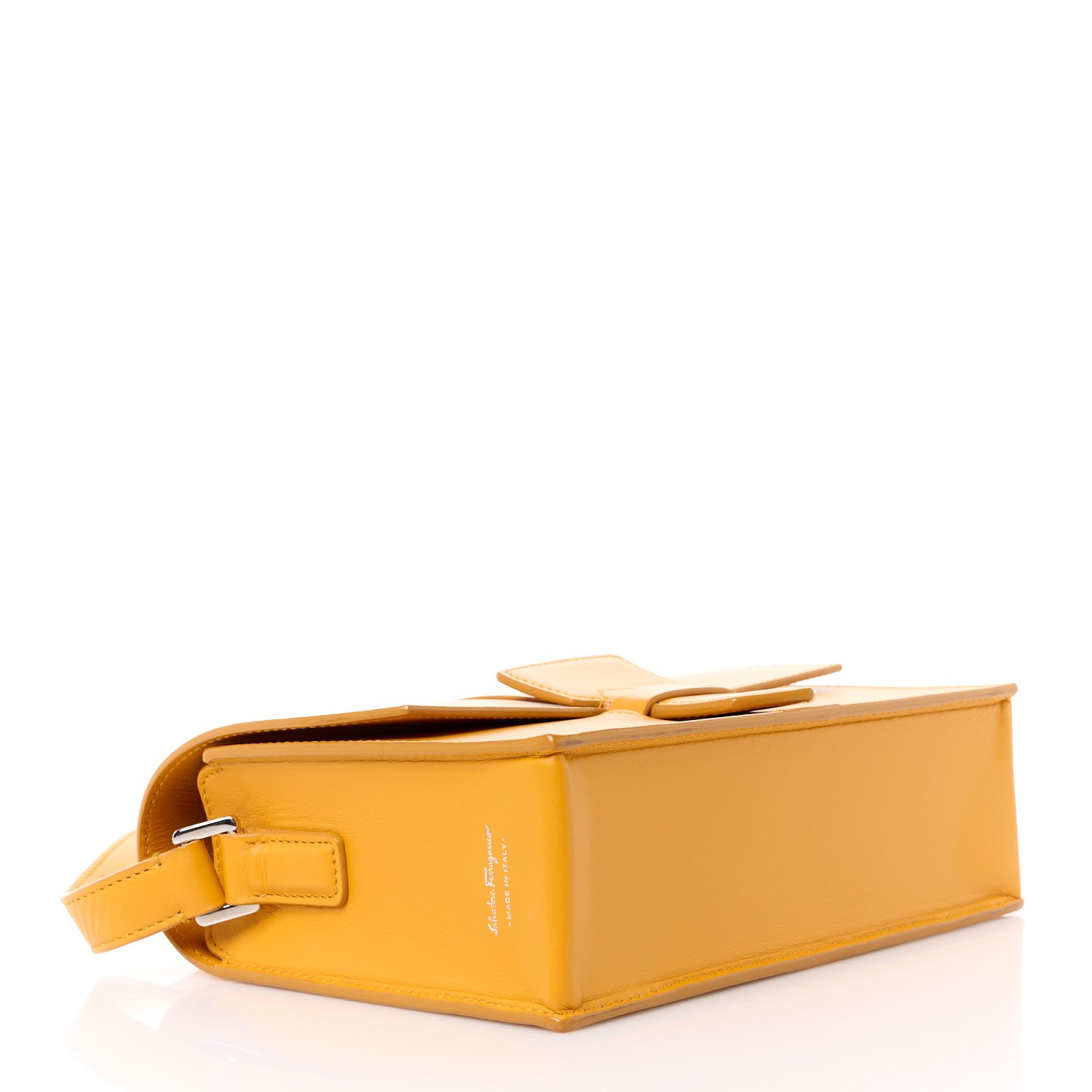 Salvatore Ferragamo Calfskin Altea Box Shoulder Bag Yellow 4 of 10