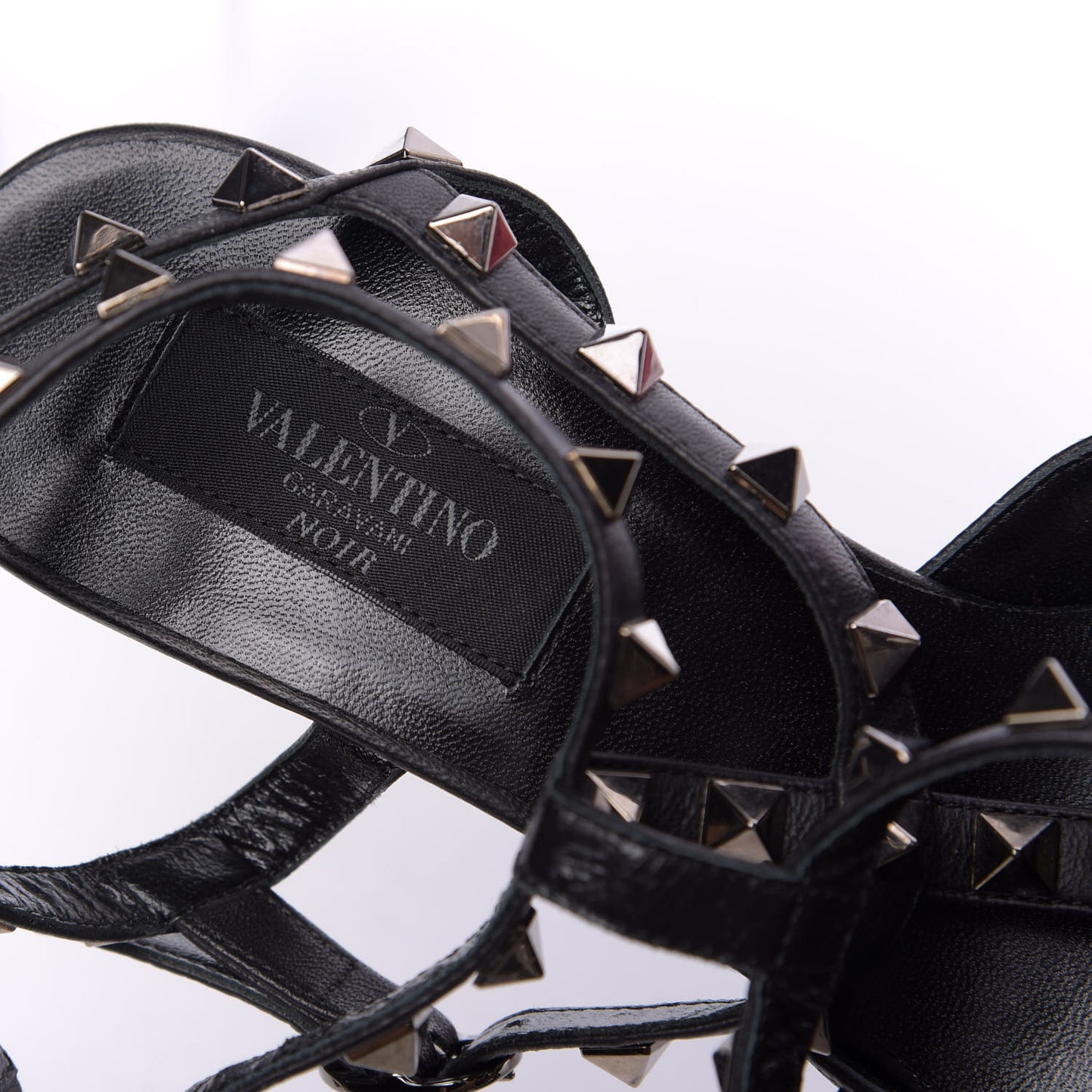 Patent Nappa Rockstud Ankle Strap 65mm Pumps 37 Black