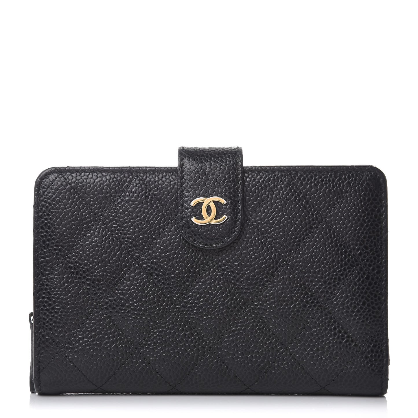 Caviar Quilted Zipped Pocket Wallet Black