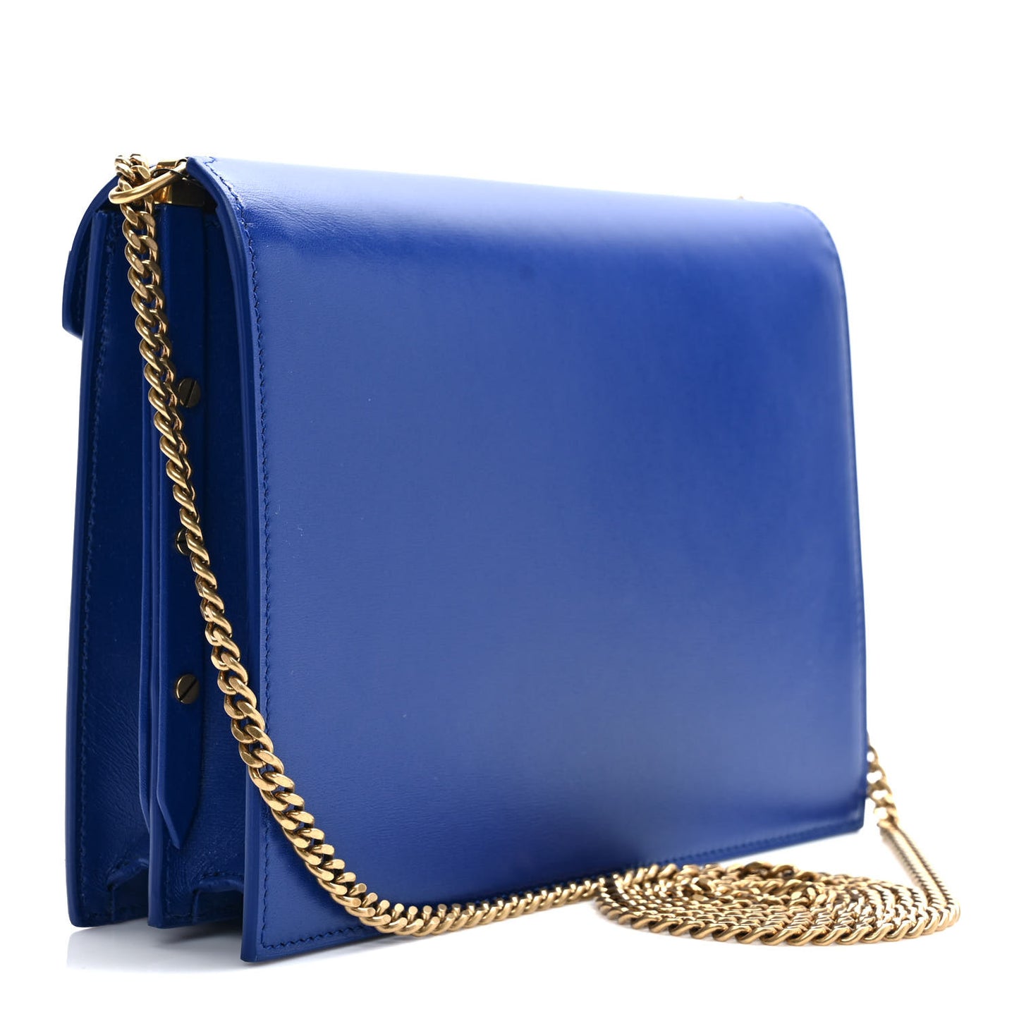 Smooth Calfskin Suede Monogram Cassandra Clasp Bag Bleu Saphir