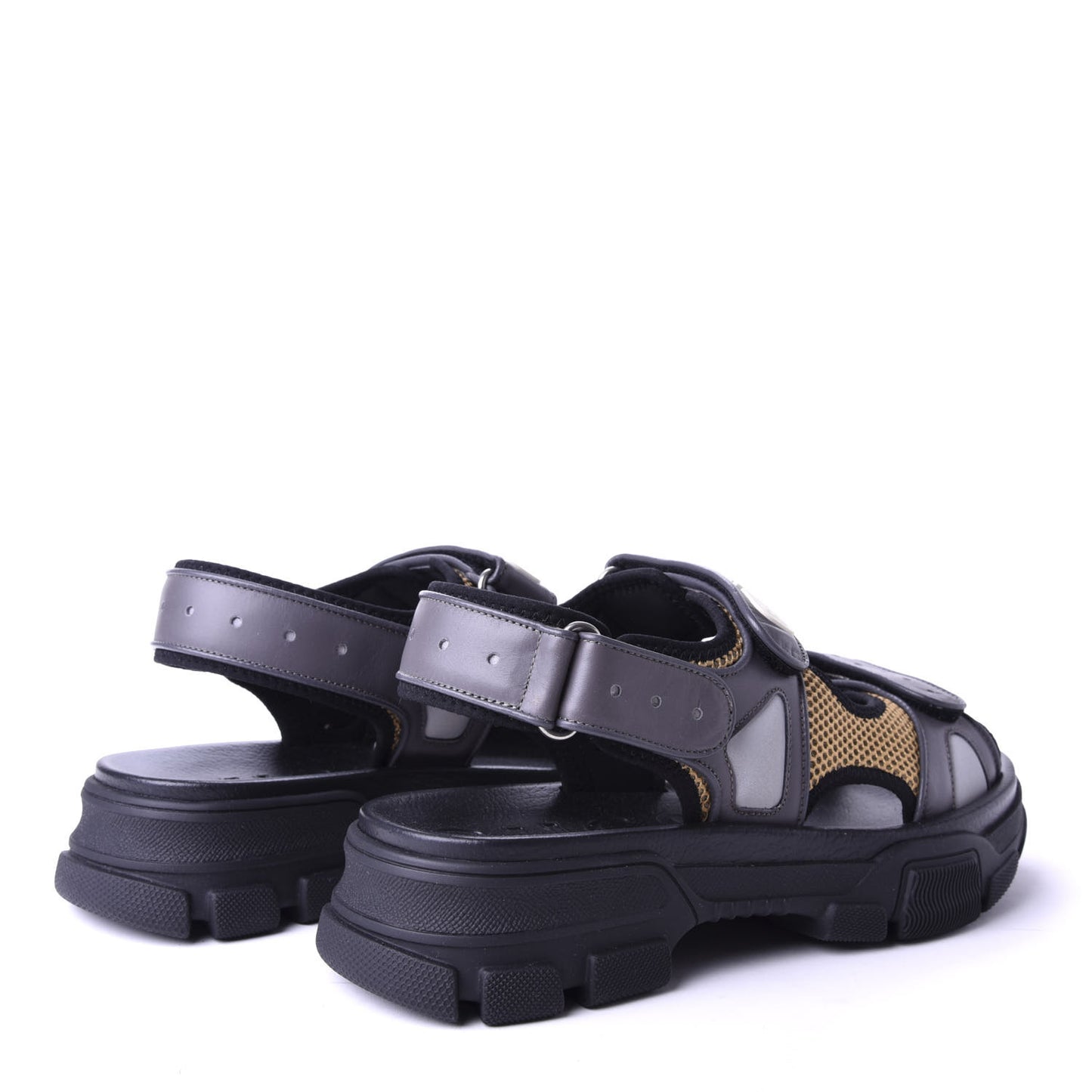 X SEGA Nappa Mesh Mens Aguru Sandals 8 Loess Black