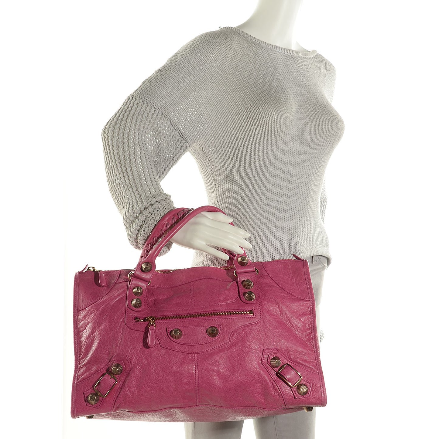 Agneau Giant 21 Rose Gold Hardware Work Cyclamen Fucsia