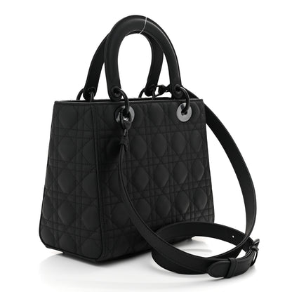 Christian Dior Ultra Matte Calfskin Cannage Medium Lady Dior Black 3 of 11