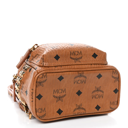 MCM Visetos Side Stud X-Mini Stark Bebe Boo Backpack Cognac 3 of 4