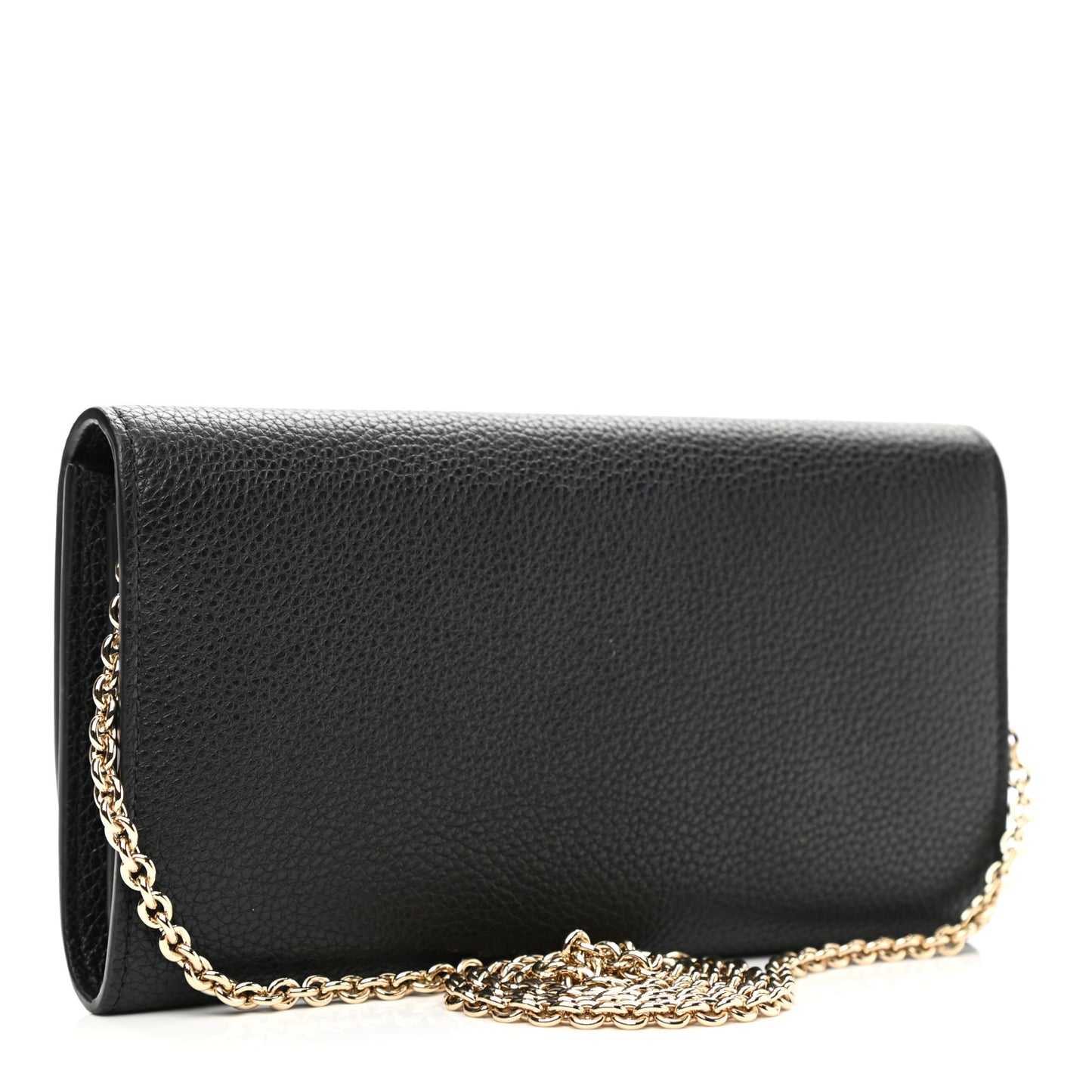 Calfskin City Wallet On Chain Black