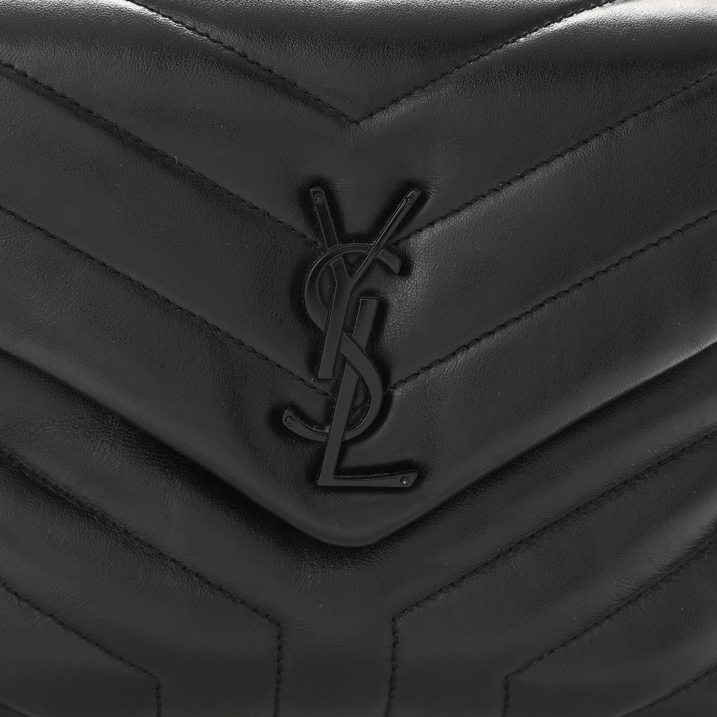 Calfskin Y Quilted Monogram Monochrome Small Loulou Chain Satchel Black
