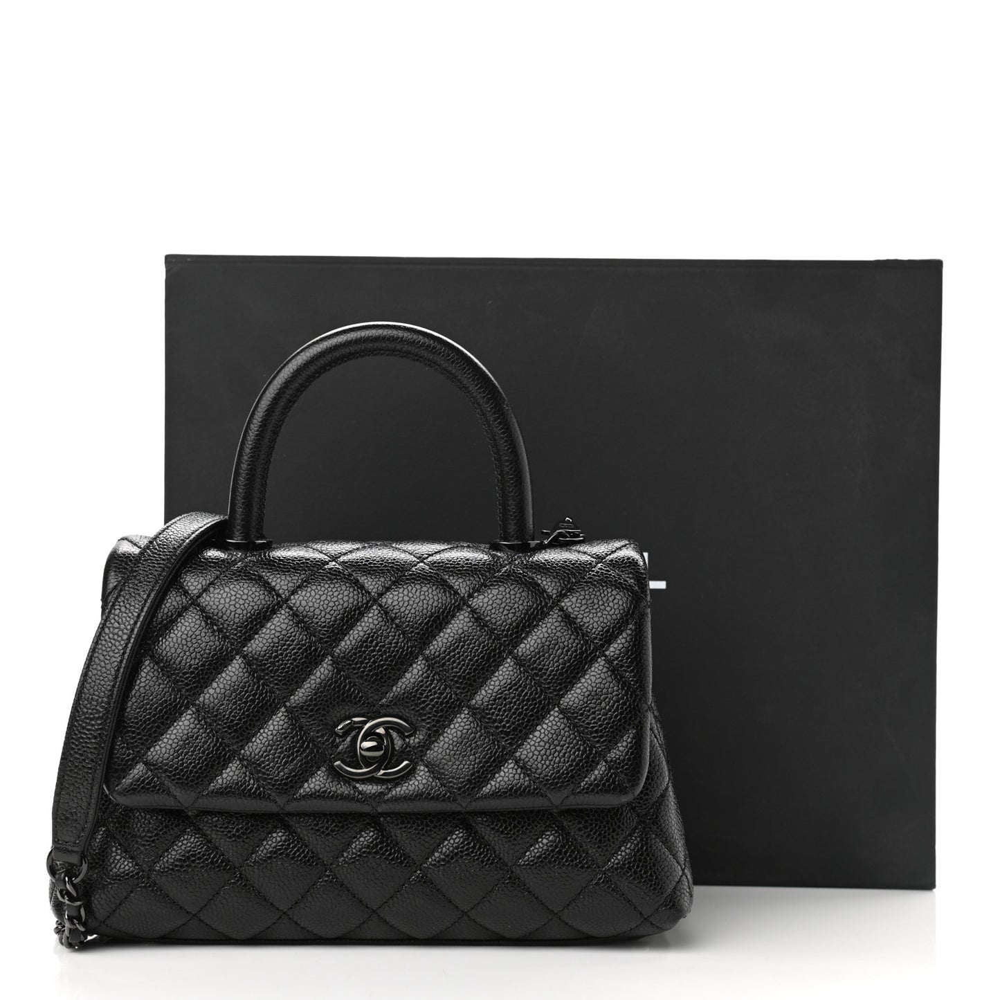 Caviar Quilted Mini Coco Handle Flap So Black