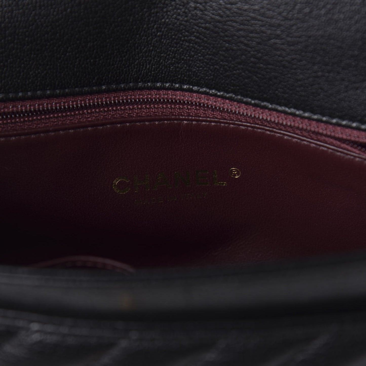 Goatskin Diagonal Quilted Small Flap Black