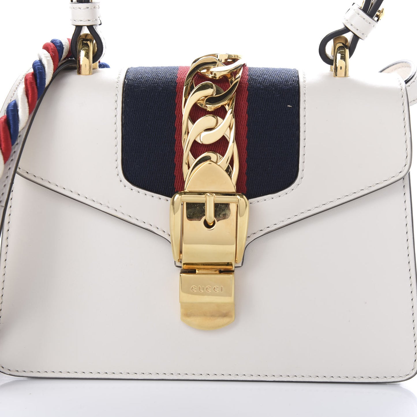 Calfskin Mini Sylvie Top Handle Bag White