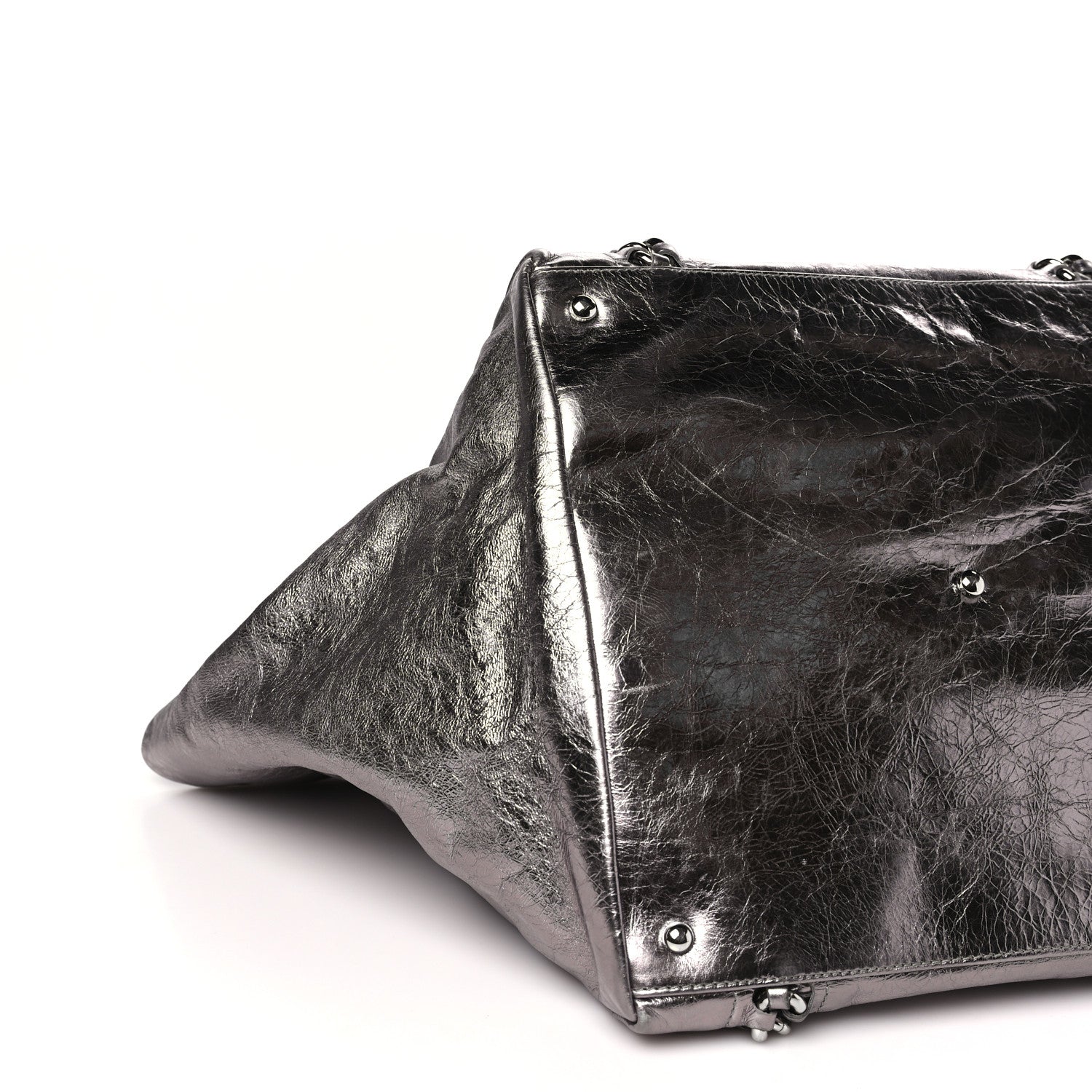 Chanel Metallic Cracked Calfskin Modern Chain Tote Dark Silver 9 of 10