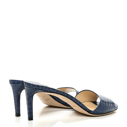 Jimmy Choo Calfskin Crocodile Embossed Stacey 65 Sandal Pumps 38.5 Denim 4 of 8