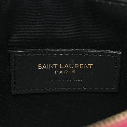 Saint Laurent Grain De Poudre Chevron Monogram Bill Pouch Bright Pink 7 of 13