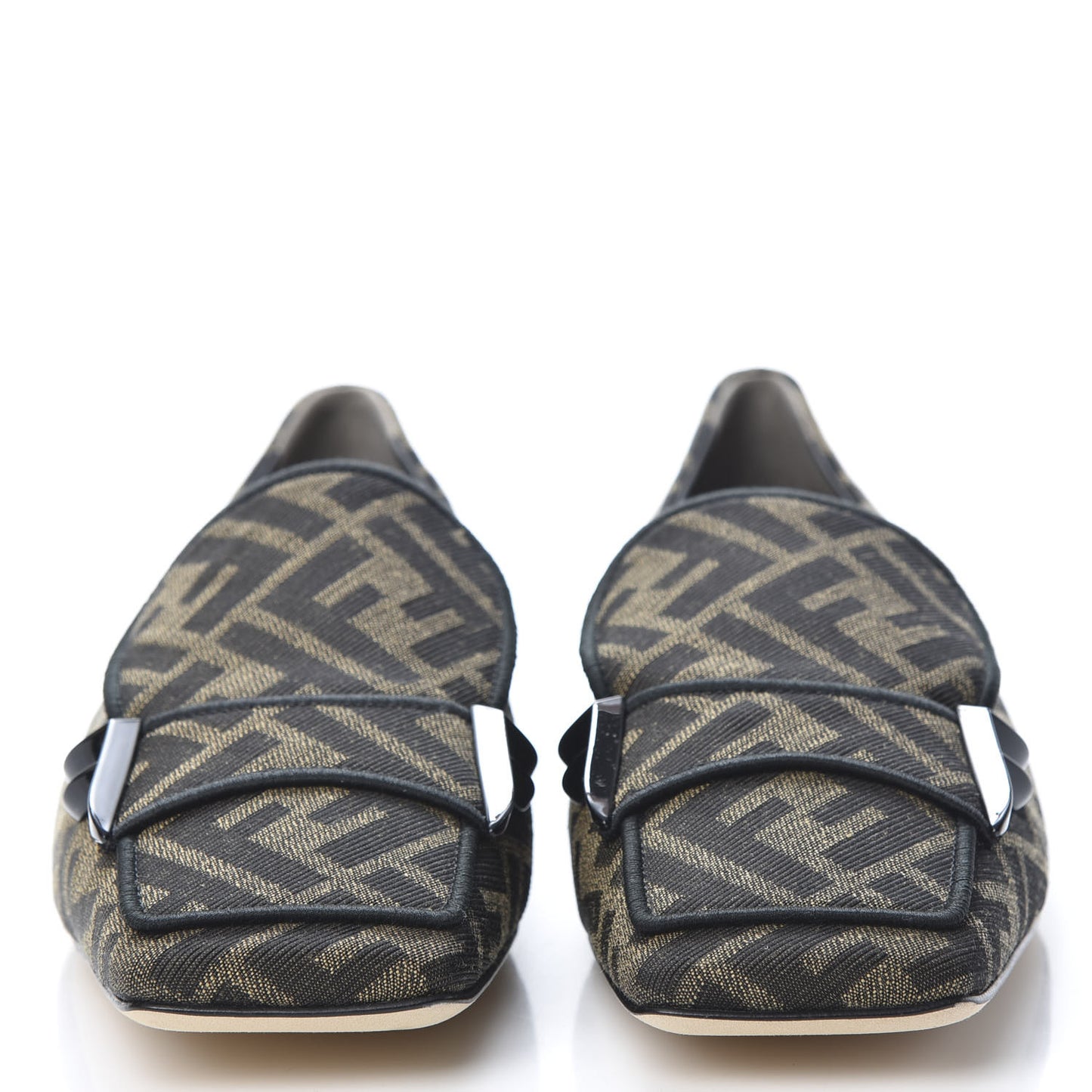 Jacquard FFreedom Square Toe Loafers 40 Tobacco