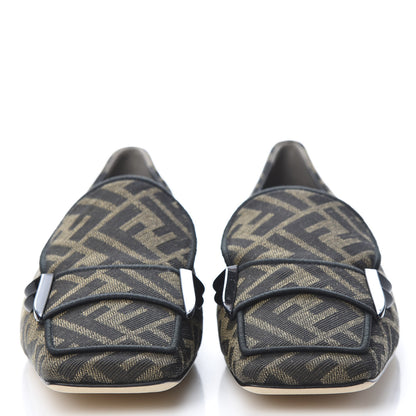 Fendi Jacquard FFreedom Square Toe Loafers 40 Tobacco 2 of 10