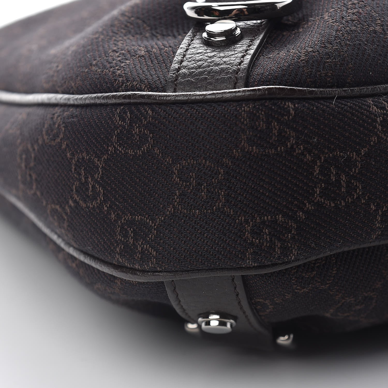 Gucci Denim Monogram Abbey D Ring Hobo Brown 9 of 10