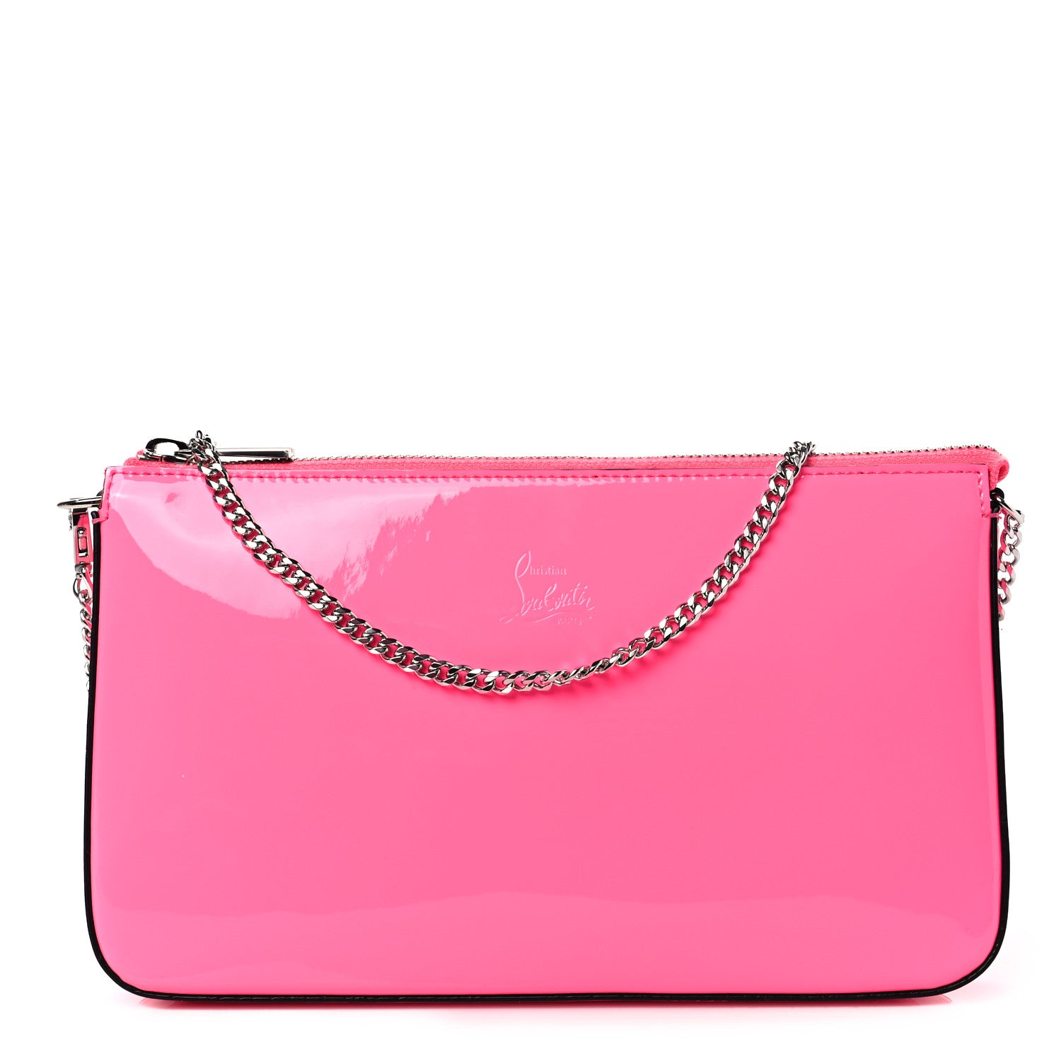 Christian Louboutin Patent Loubila Chain Clutch Piou Piou 1 of 5