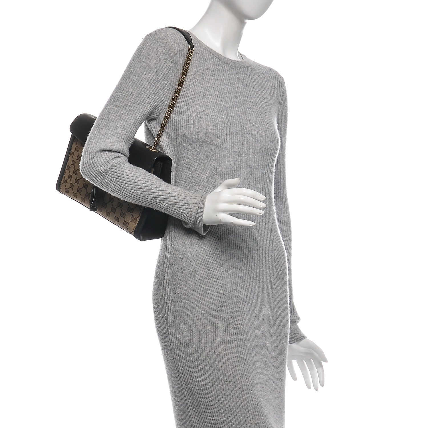 Gucci Monogram Margaux Calfskin Medium Emily Chain Shoulder Bag Beige Ebony Cocoa 2 of 6