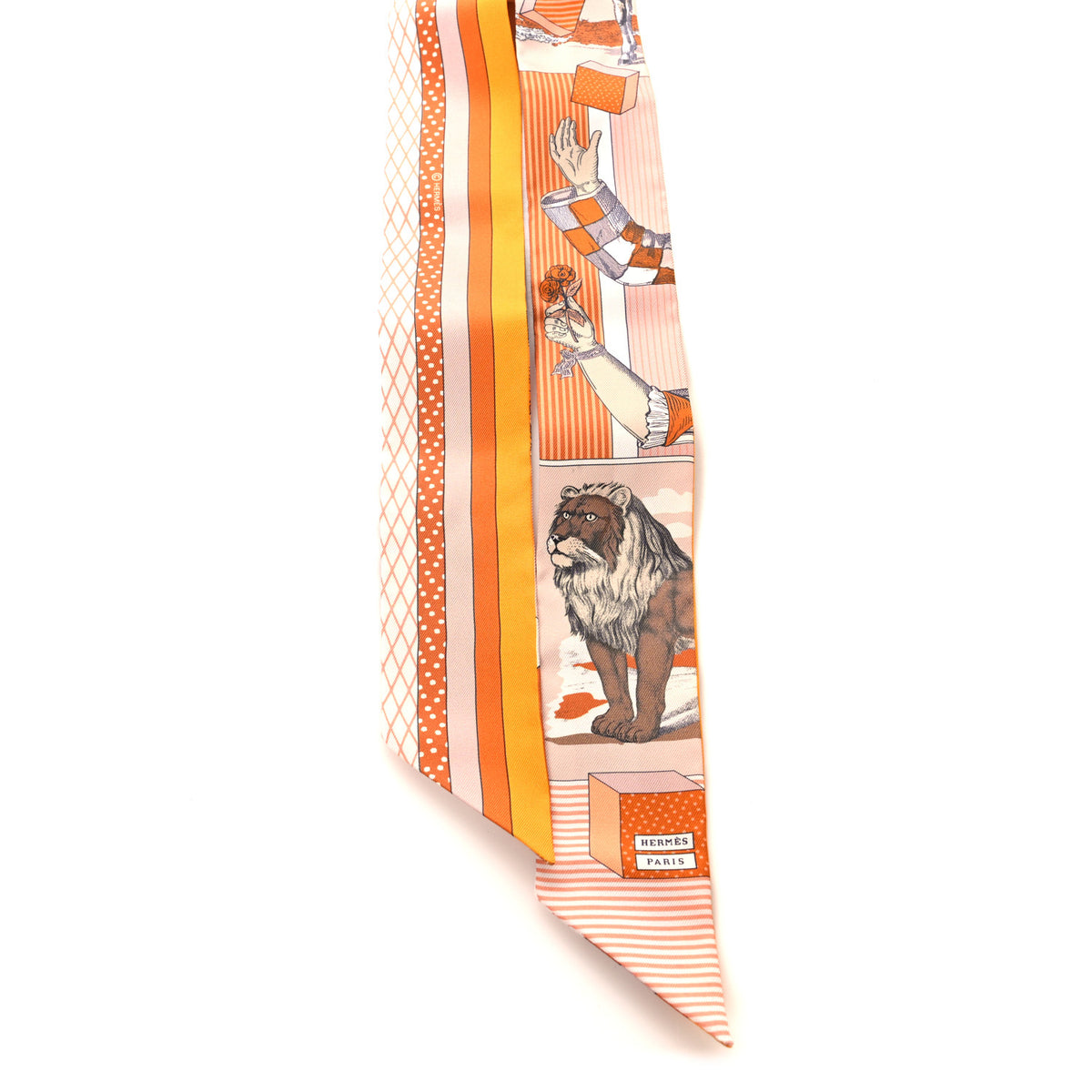 Hermes Silk Twilly Grand Theatre Nouveau Poudre Orange Cuite 2 of 4