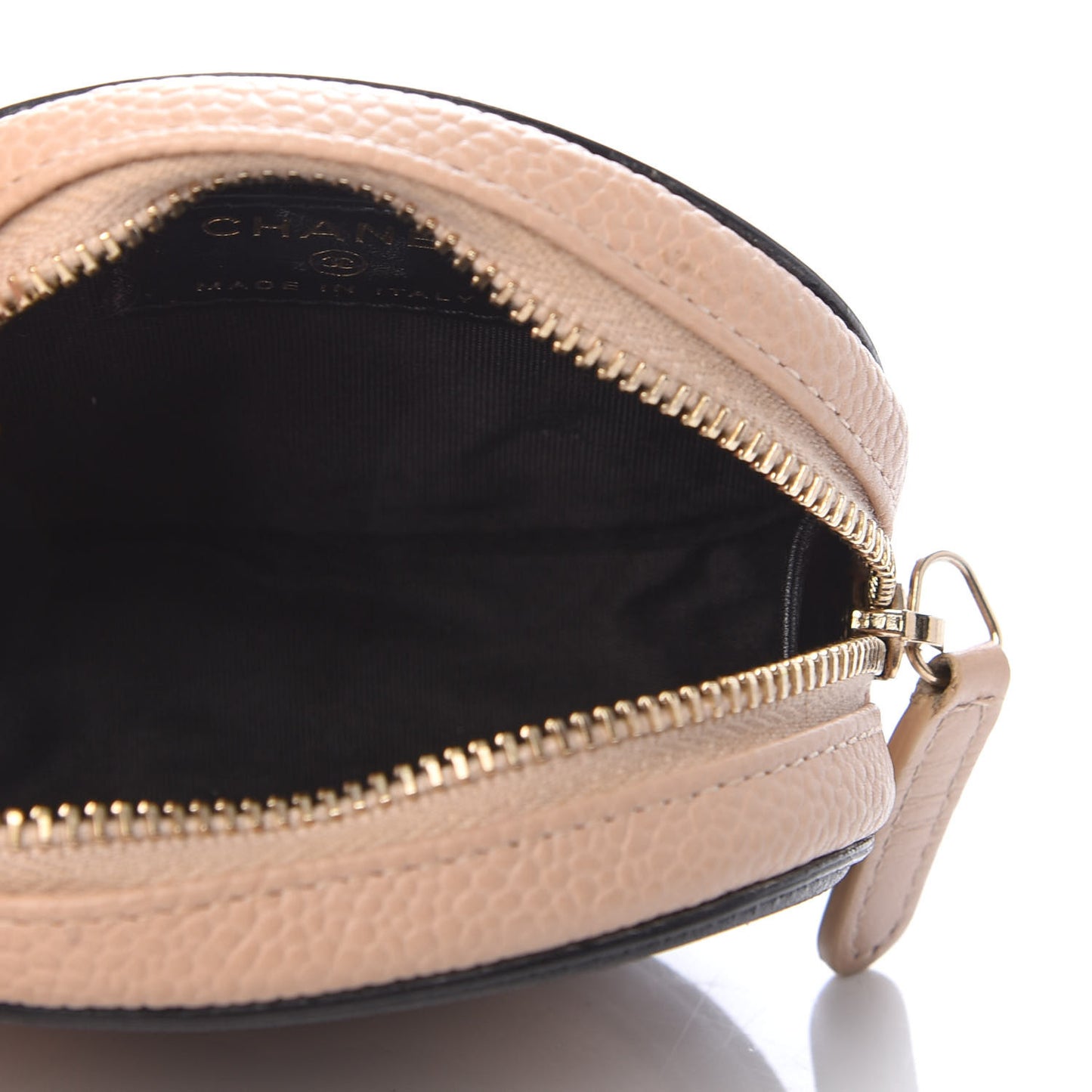 Caviar Quilted Filigree Zip Around Classic Coin Purse Beige Black