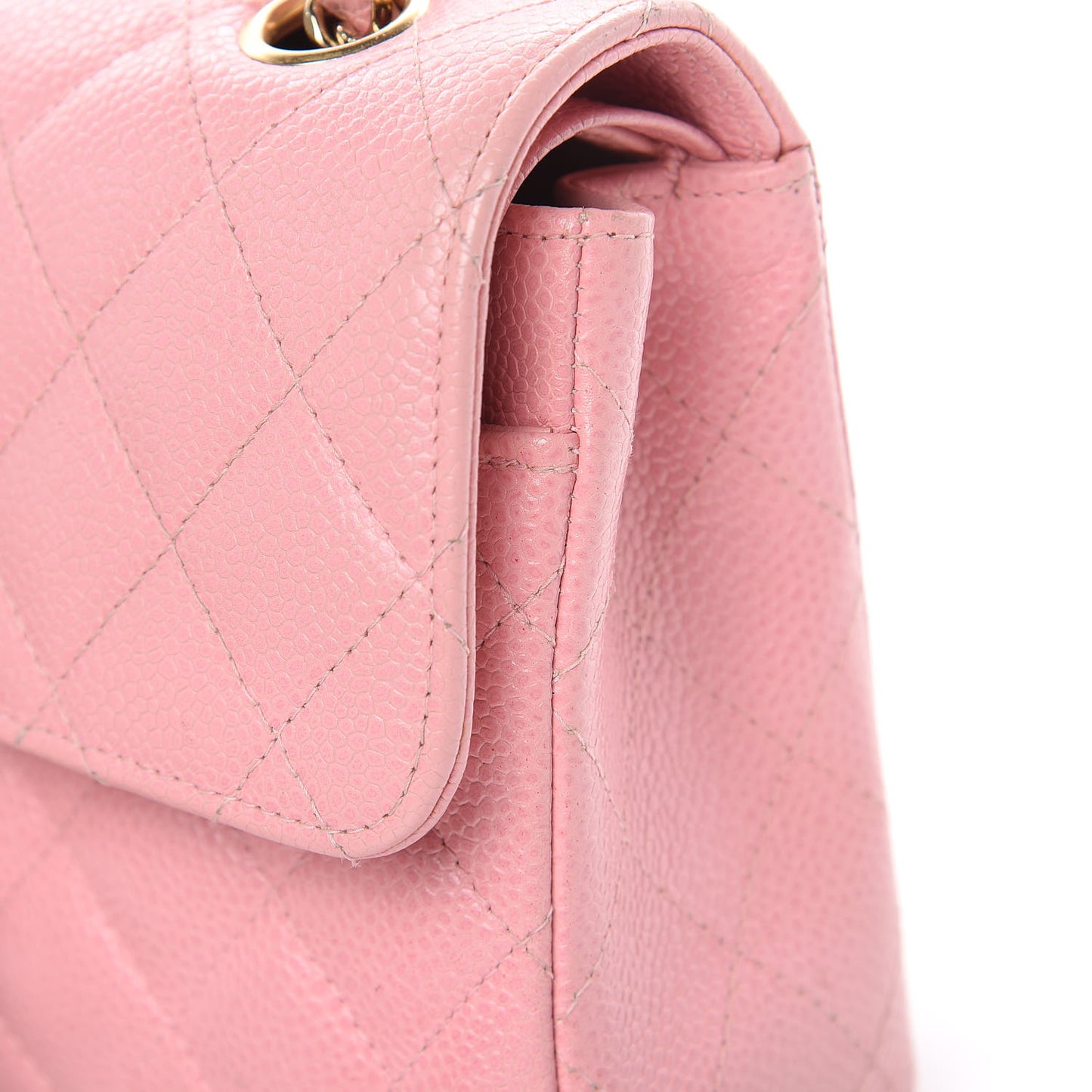Caviar Quilted Small Double Flap Pink