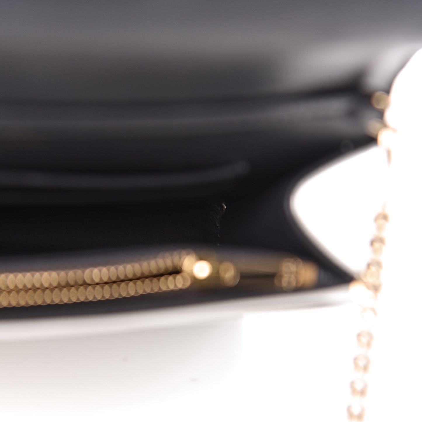 Patent Micro-Cannage Diorama Wallet on Chain Pouch White