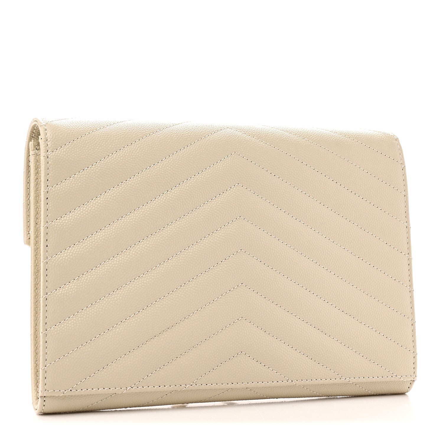 Saint Laurent Grain De Poudre Matelasse Chevron Monogram Envelope Clutch Crema Soft 2 of 10