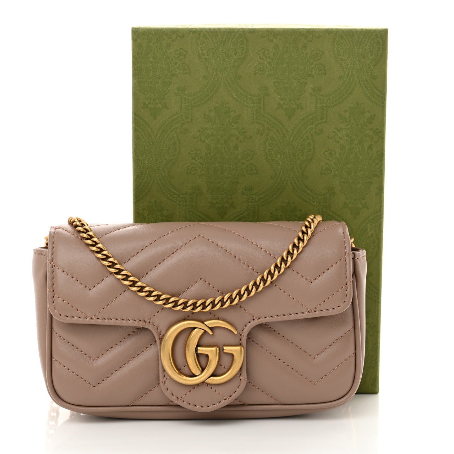 Calfskin Matelasse Super Mini GG Marmont Shoulder Bag Porcelain Rose