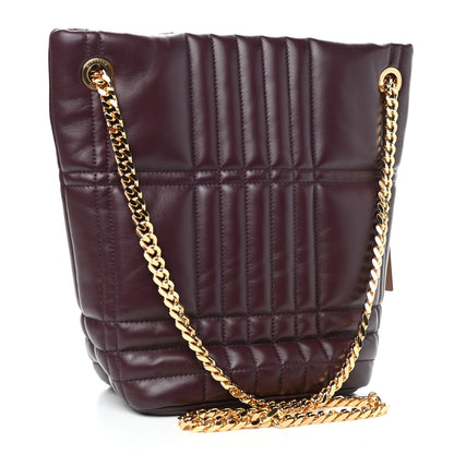 Burberry Lambskin Quilted Small Lola Bucket Bag Deep Maroon 2 of 7