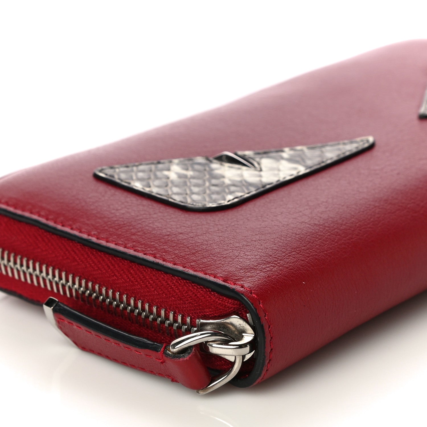 Fendi Vitello Dolce Elaphe Monster Eyes Zip Around Wallet Ribes Naturale 10 of 12
