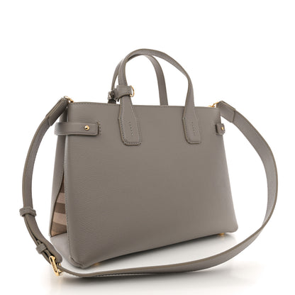 Burberry Grainy Calfskin House Check Medium Banner Tote Taupe Brown 3 of 10