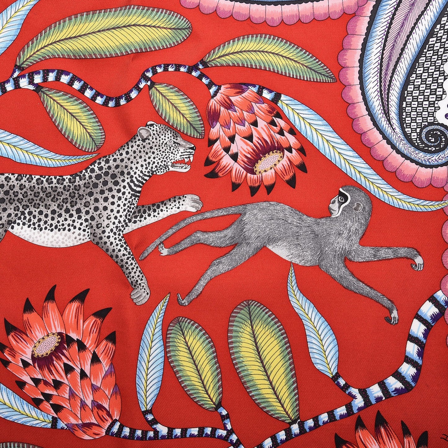 Silk The Savana Dance Pocket Square Scarf Rouge Gris Violine