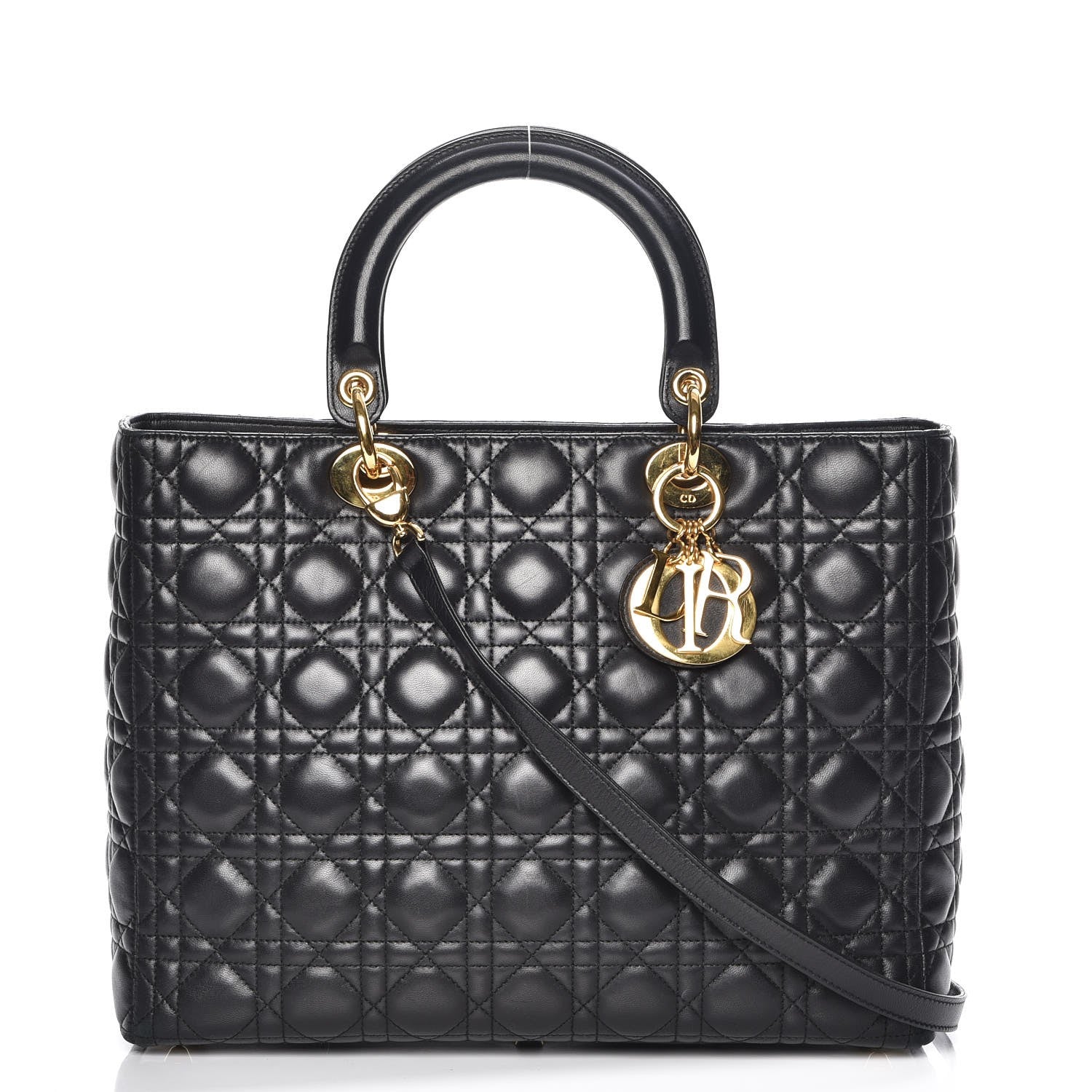 Christian Dior Lambskin Cannage Large Lady Dior Black 1 of 8