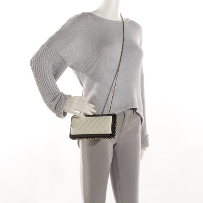 Chanel Lambskin Quilted Chain Around Clutch Black White 2 of 9
