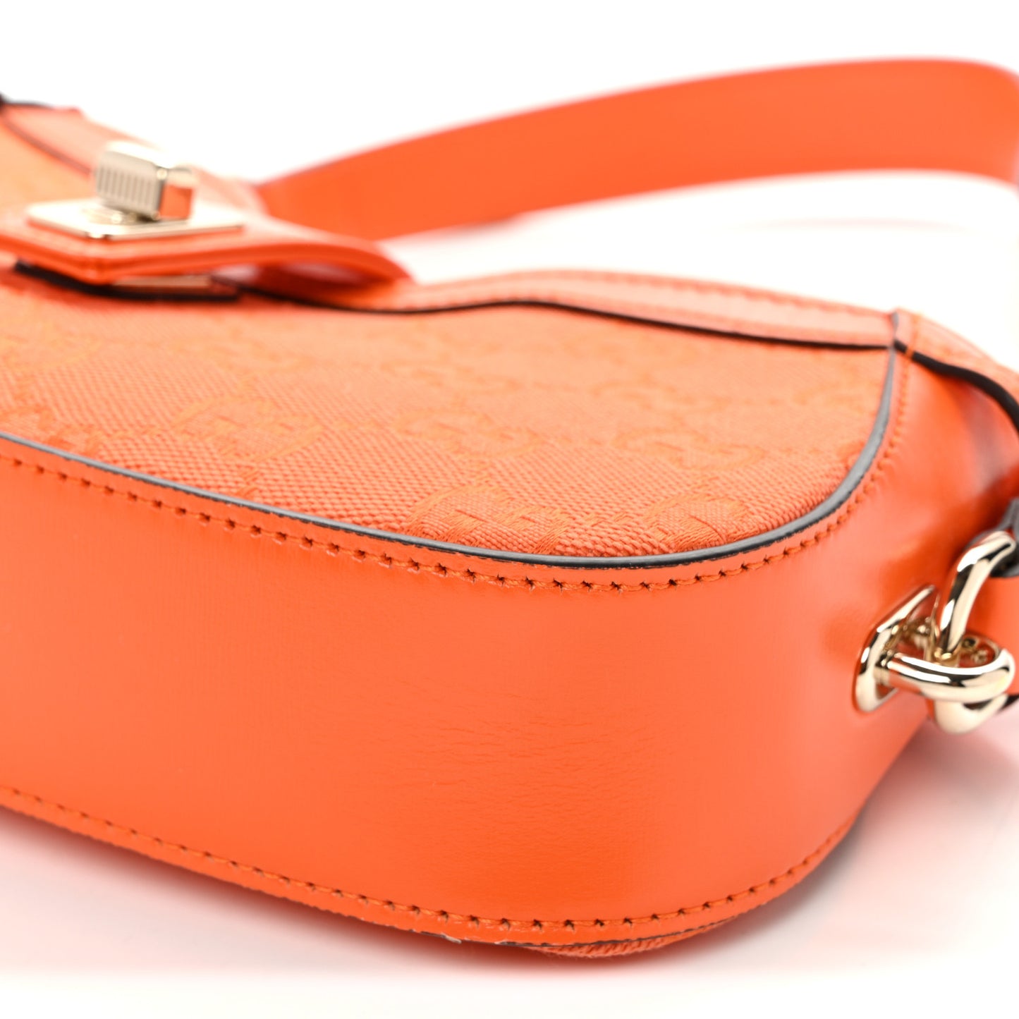 Calfskin Monogram Mini Moon Side Shoulder Bag Orange