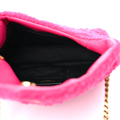 Saint Laurent Boucle Tweed Quilted Toy Loulou Puffer Monogram Chain Satchel Magenta 5 of 10
