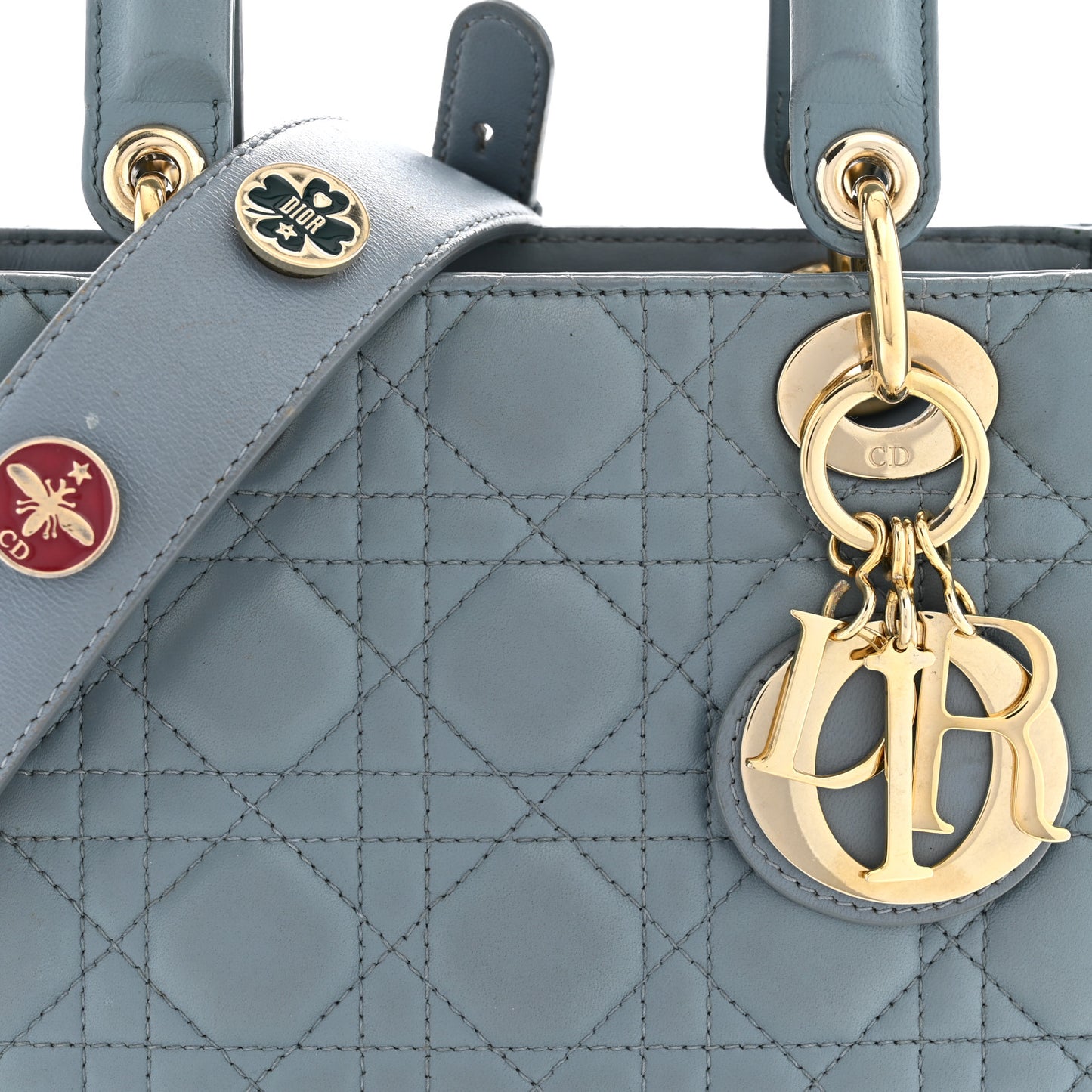 Lambskin Cannage Small Lucky Badges My Lady Dior Cloud Blue