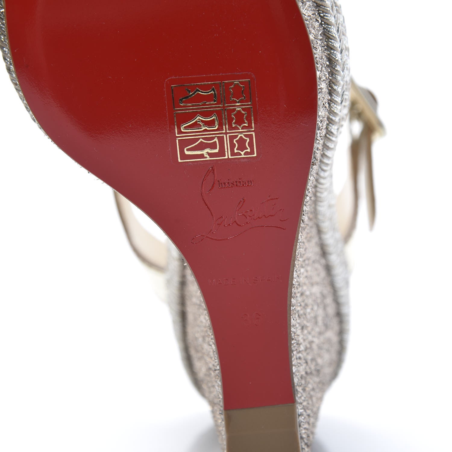 Christian Louboutin Calfskin Glitter Almeria 120 Wedge Sandals 36 Light Gold 6 of 8