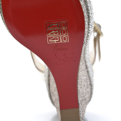 Christian Louboutin Calfskin Glitter Almeria 120 Wedge Sandals 36 Light Gold 6 of 8